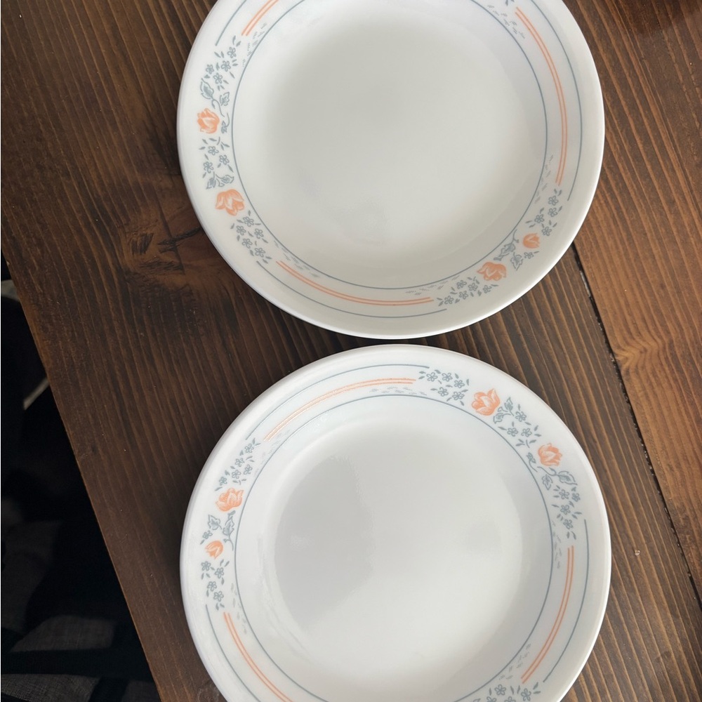 Corelle Orange and Blue Floral Dinner Plates